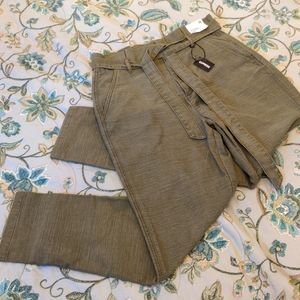 NWT Express Vintage Ankle Extreme High Rise Paper Bag Waist pants Size 8